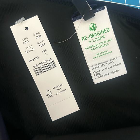 J. Crew Swim Curved-Waist Cheeky Bikini Bottoms Navy L Large New - Picture 6 of 6